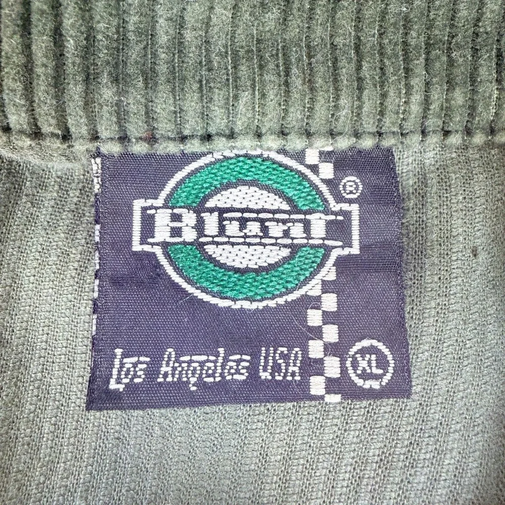 Vintage 90s Blunt Skateboarding Corduroy‎ Jacket Olive Green XL Made in USA